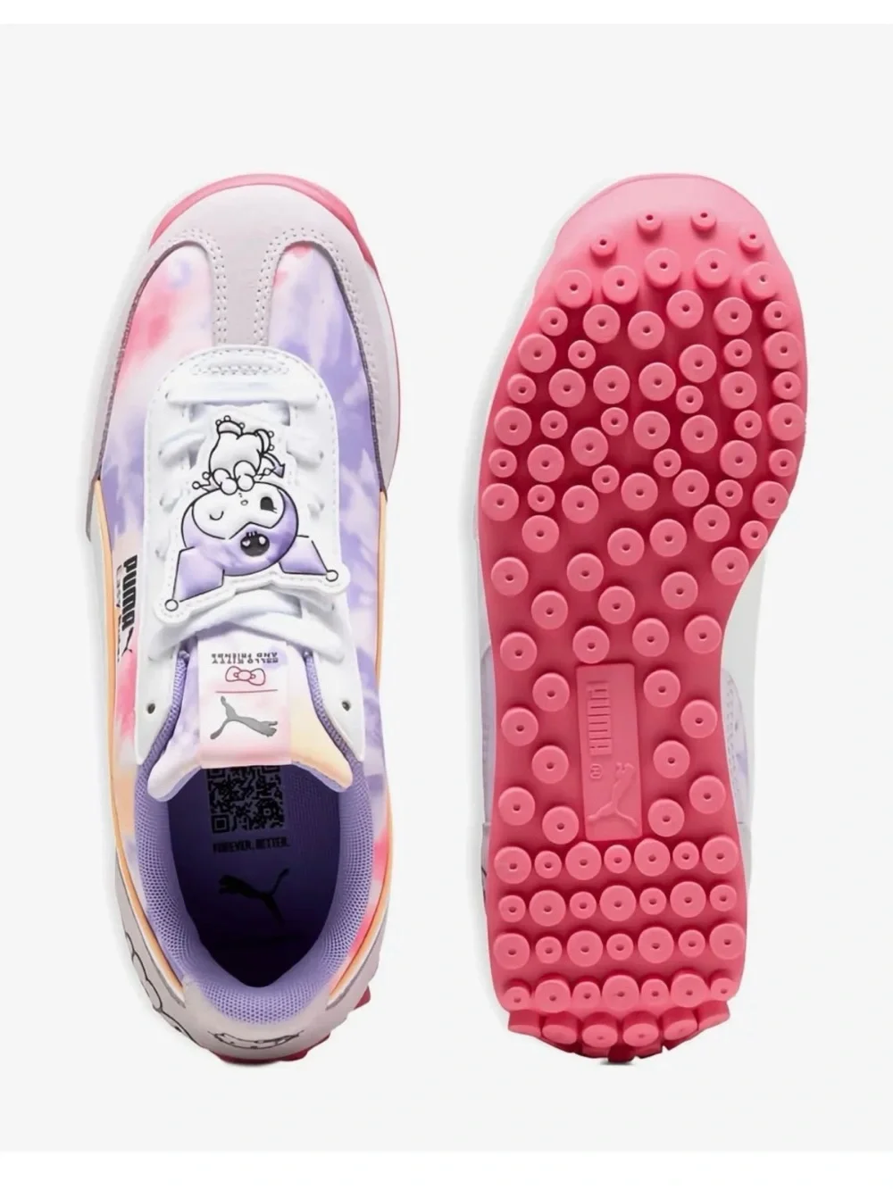 Sanrio x Puma Kids Tie-Dye Purple & Pink Sneakers with Character Accent